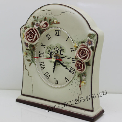 【【廠家直銷】供應歐式樹脂座鐘/小鬧鐘 田園風格 家居擺件裝飾】價格,廠家,圖片,塑料、樹脂工藝品,沈立明(個體經營)-